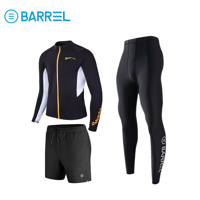 Male ivory black shirts with black shorts and three pairs of black long pants